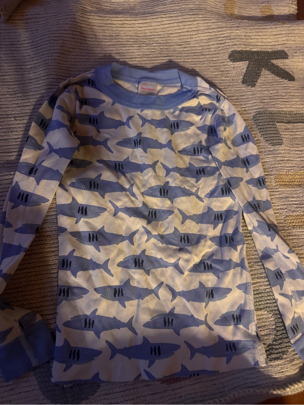 Hanna Andersson organic cotton White and Blue Shark Long-Sleeve Tee